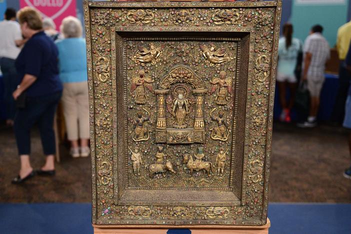 Appraisal: Nepalese Copper Repoussé Votive Plaque, ca. 1880, from Palm Springs Hour 2.