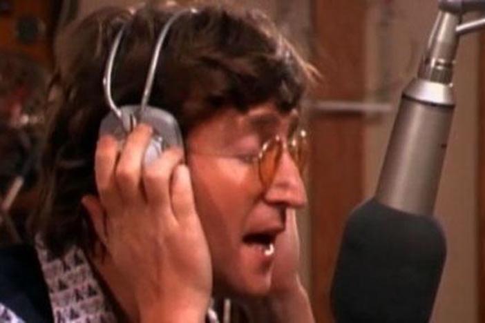 Archival performance footage and interviews with musicians who worked with John Lennon.