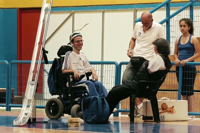 Greg Polychronidis explains to filmmaker Niko von Glasow his motivations for competing.