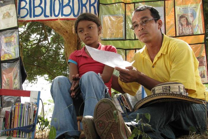 Luis Soriano and his donkeys bring books to children in an isolated area of Colombia.