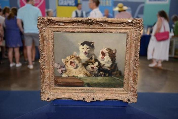 Appraisal: Julius Adam II "Kitten Symphony" Oil Painting, ca. 1885