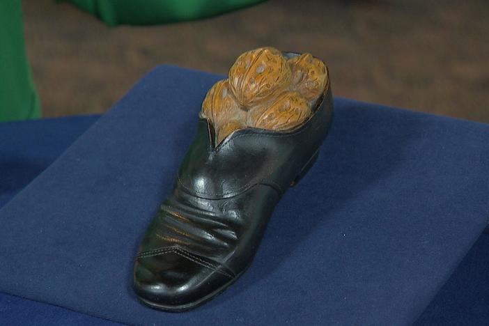 Appraisal: Black Forest Carved Shoe Inkwell, ca. 1900, from Palm Springs Hour 1.