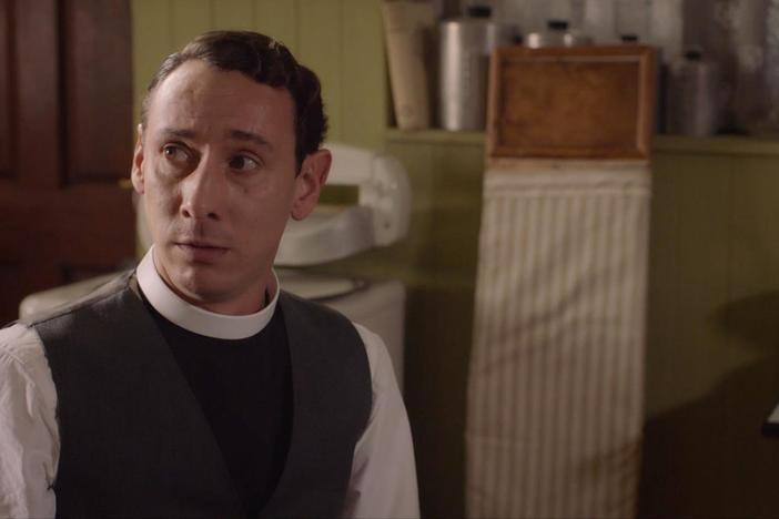 Leonard anxiously awaits the arrival of his father.