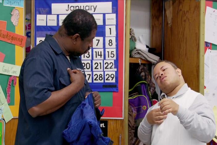 Quran learns to ask for his coat.