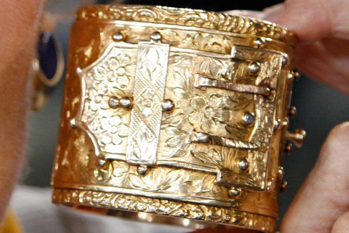 Appraisal: Victorian Gold Cuff Bracelet, ca. 1870