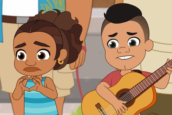 Alma and Eddie perform their song "Goodbye Howard" for Howard's going away party.