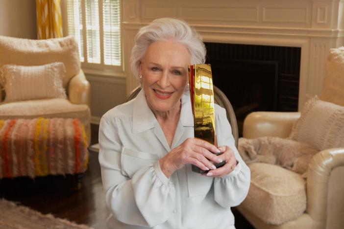 Glenn Close wins the Career Achievement Award at the 2025 Movies for Grownups Awards.