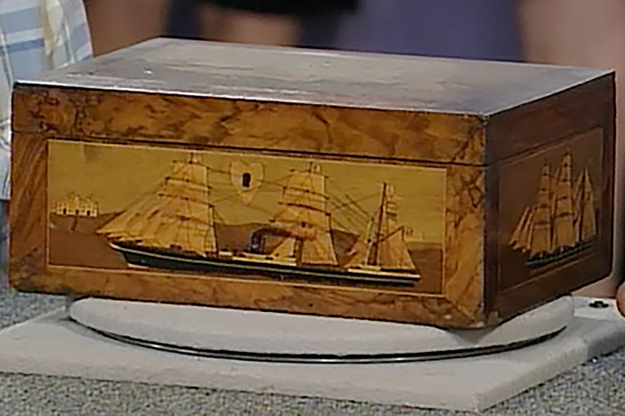 Appraisal: English Inlaid Box, ca. 1865, in Vintage Portland.