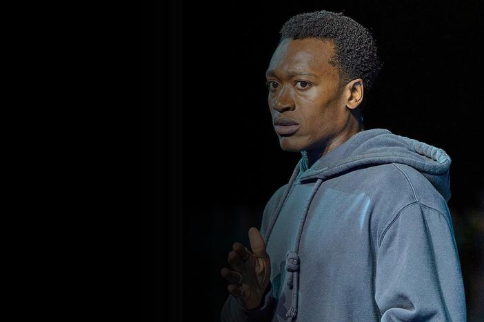 Ato Blankson-Wood performs "To be, or not to be" at the Delacorte Theater.