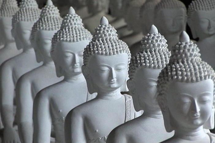 A garden of Buddhas is taking shape on an American Indian reservation.