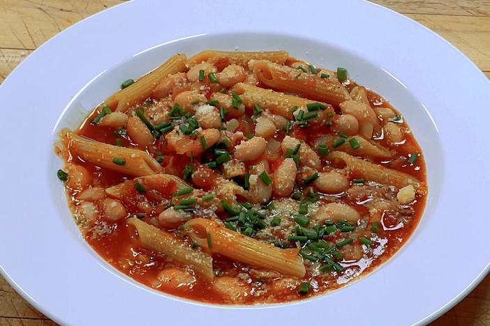 Pasta fagioli, or "pasta and beans," is a filling dish with pantry friendly ingredients.