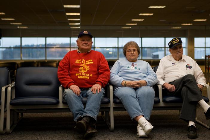 An look at senior citizen volunteers who transform their lives by greeting U.S. troops. 