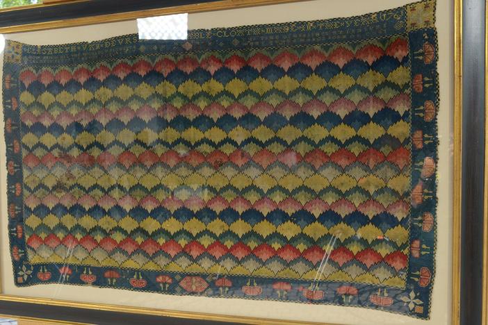 Appraisal: 1761 Flame-stitched Tablecloth