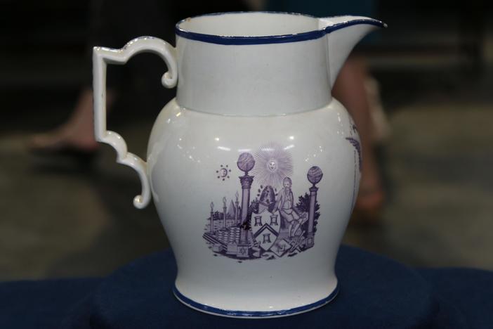 Appraisal: American Historical Liverpool Pottery Jug, ca. 1804, from Omaha Hr 3.