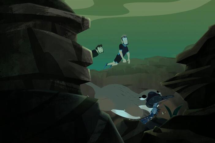 Martin and Chris go underwater and observe platypus hunting strategies.