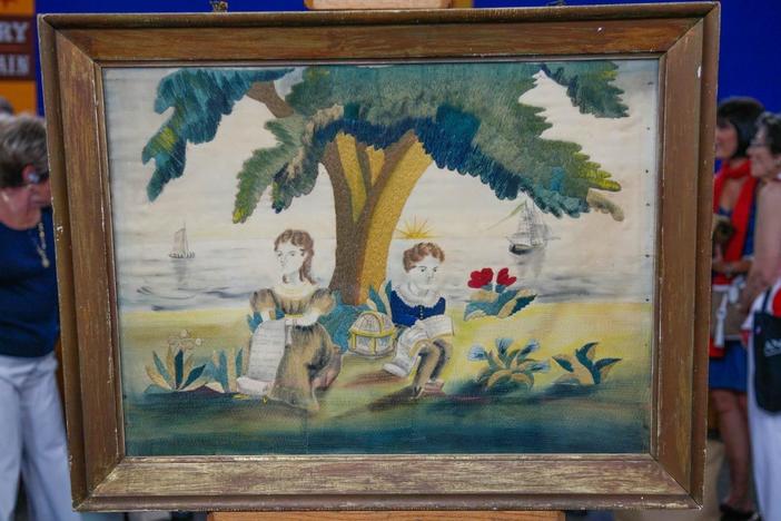 Appraisal: Southern Needlework Picture, ca. 1830