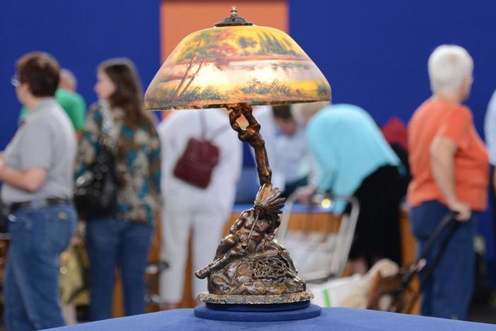 Appraisal: Korff Bronze Lamp Base with Moe Bridges Shade, from Austin, Hour 3.