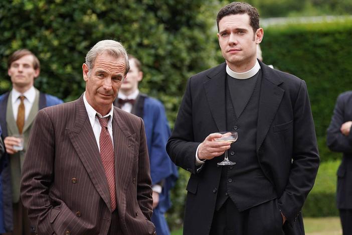 At a prestigious college, a man is murdered and a valuable painting is stolen.