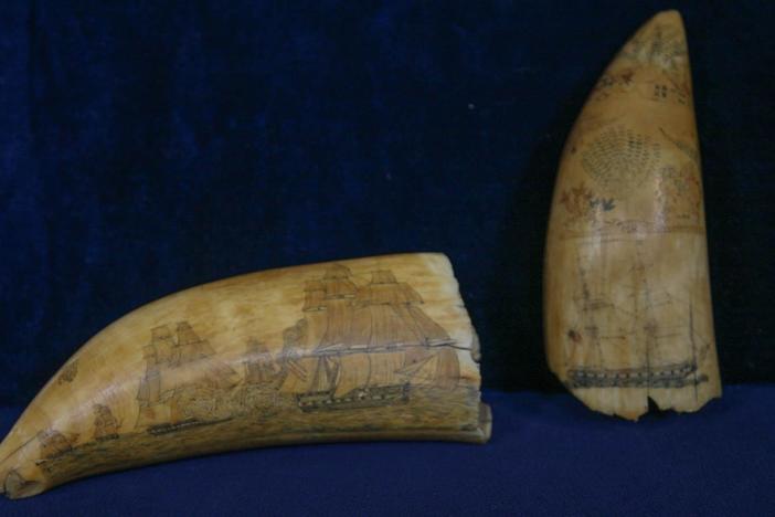 Appraisal: Two Scrimshaw Whale Teeth, ca. 1840