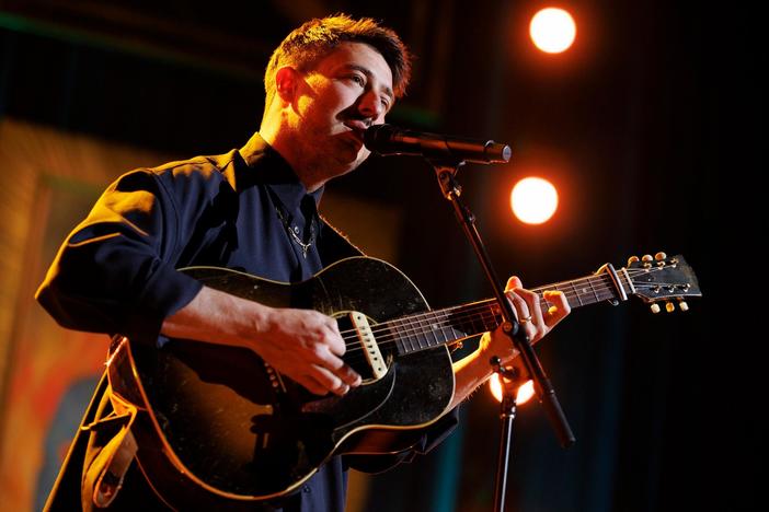 Marcus Mumford performs "Carey" at the 2023 Gershwin Prize concert honoring Joni Mitchell.