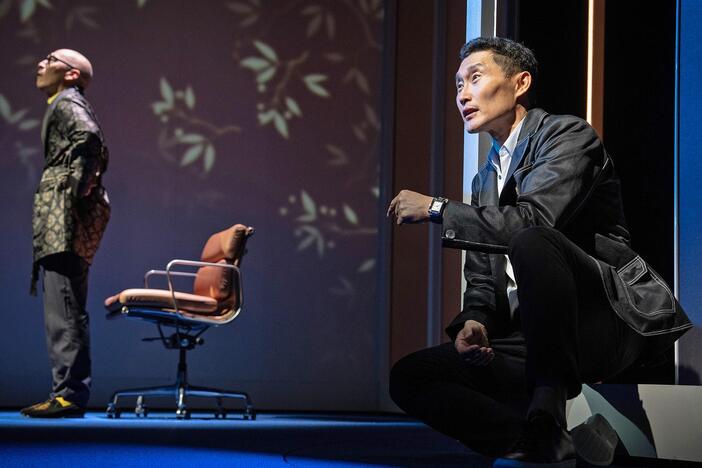 David Henry Hwang (Daniel Dae Kim) shares a phone call with his father.