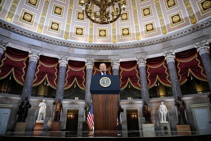 Biden forcefully condemns Trump's 'web of lies' in Jan. 6 anniversary address