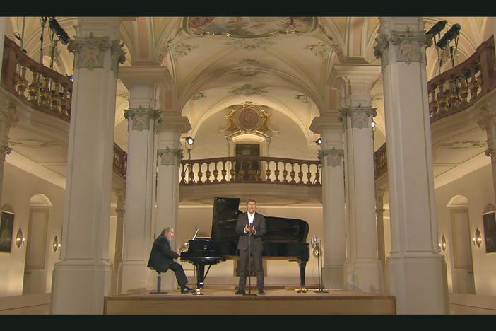 The superstar tenor sings many classic arias from the Polling Abbey located in Munich.