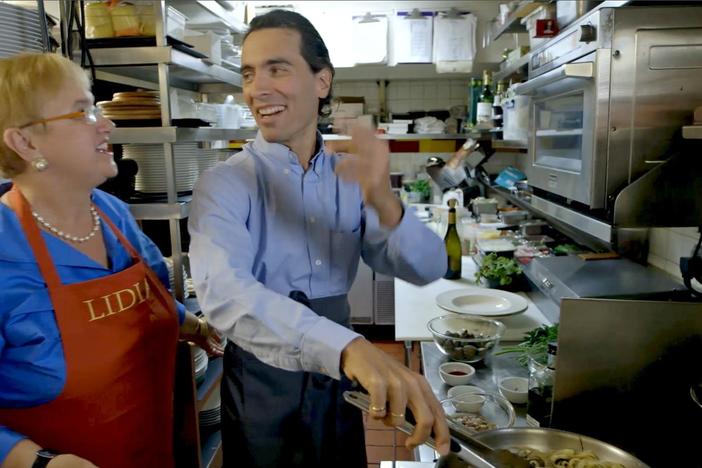 Lidia and Carlo Ponti  Jr make pasta together, in honor of his mother Sophia Loren.