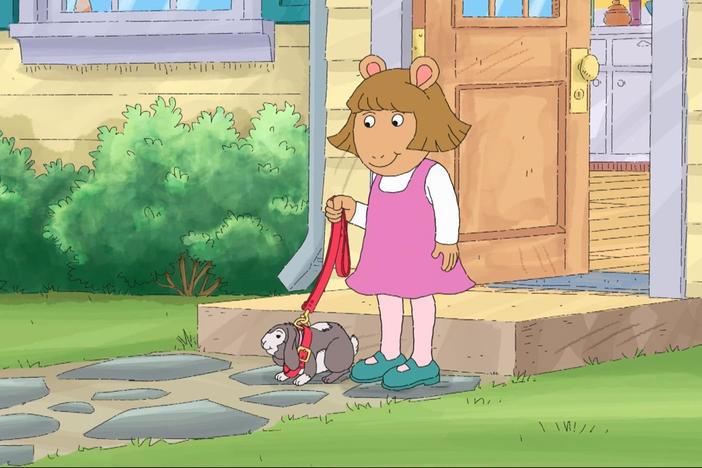 Arthur tries to remember what comes next in "Bionic Bunny". / D.W. loses the class bunny.