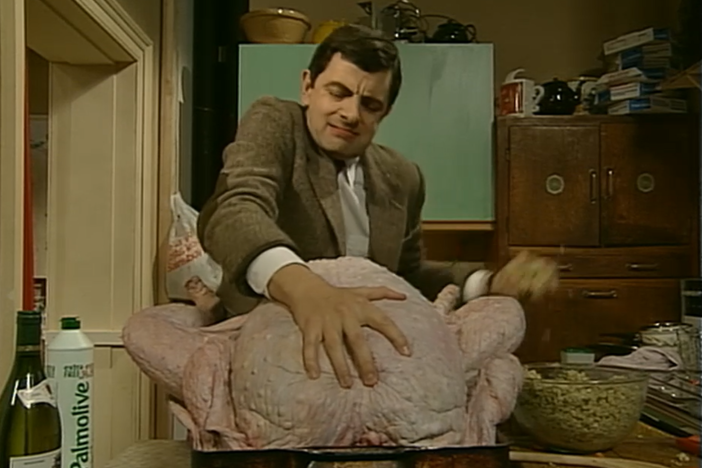 Mr. Bean ventures into the attic to look for an umbrella so he can go to the park.