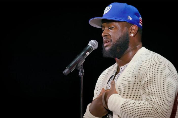 EZY Truth performs one of his own pieces "Revolution" at the Kennedy Center.