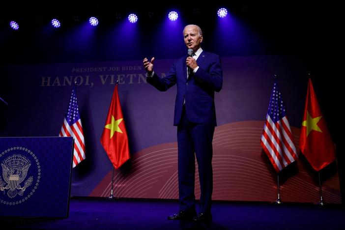 News Wrap: Vietnam elevates U.S. diplomatic status as Biden visits Hanoi