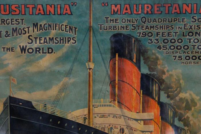 Appraisal: Lusitania and Mauretania Poster, ca. 1907, from Des Moines Hour 2
