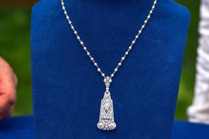Appraisal: Art Deco Diamond, Sapphire & Pearl Necklace, ca. 1925