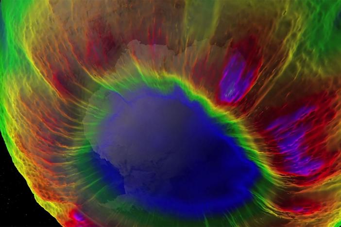 Jonathan Shanklin discovers the ozone hole over the Antarctic.