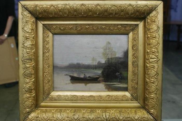 Appraisal: 1877 Jules Tavernier Oil Painting, in Vintage San Francisco.