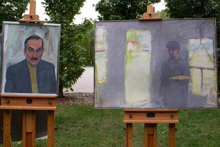 Appraisal: Elaine de Kooning & Wolf Khan Oil Paintings