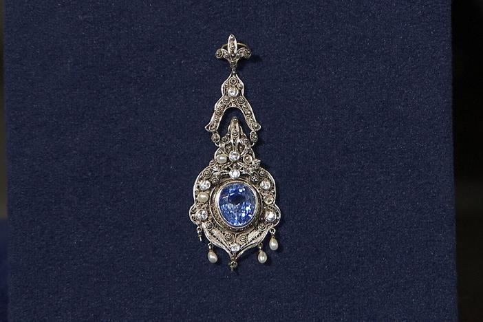 Appraisal: Sapphire, Pearl & Diamond Pendant, ca. 1920.