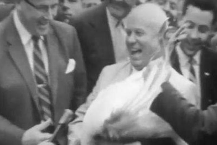 The Soviet premier visits the Agricultural Experiment Station in Beltsville, MD in 1959.