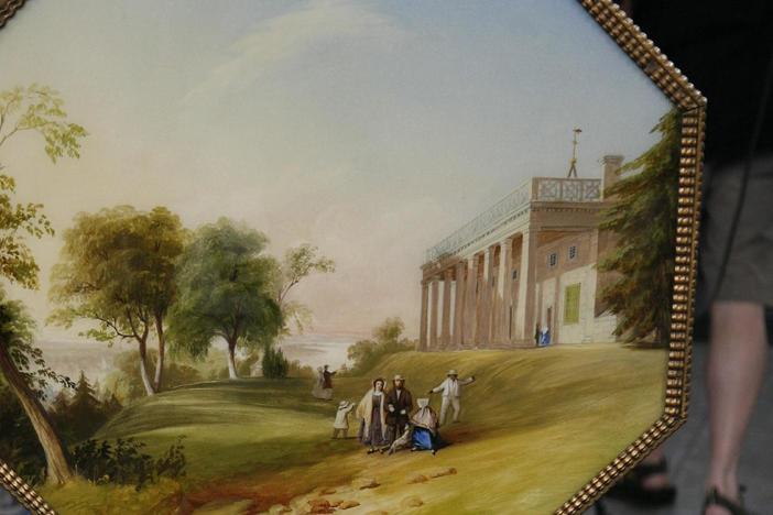 Appraisal: Rococo Revival Table Picturing Mount Vernon, ca. 1860