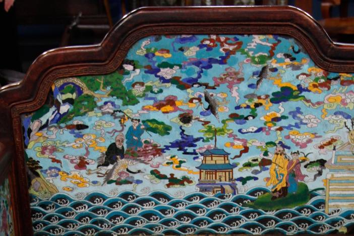 Chinese Cloisonné Enamel & Hardwood Throne & Footstool from Phoenix, Hour 3
