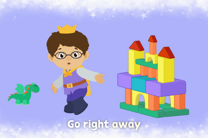 Prince Wednesday, Daniel Tiger, and Miss Elaina sing about stopping and going potty right away.
