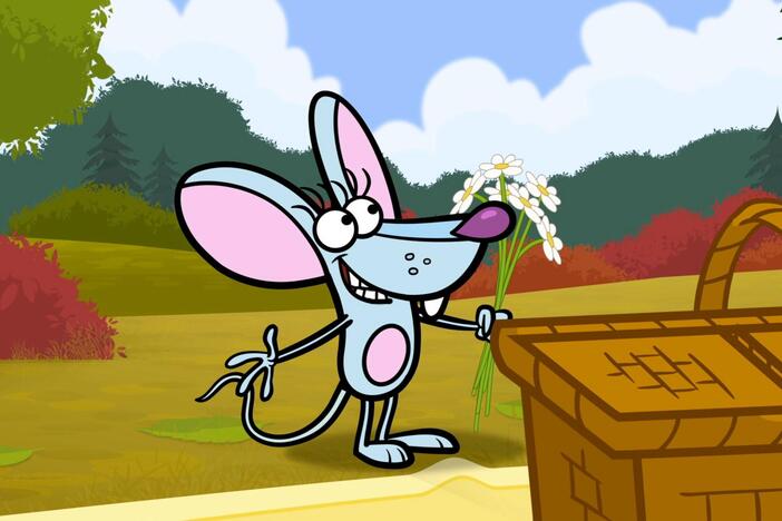 Nature Cat, Daisy, and Hal throw a surprise picnic for Squeeks.