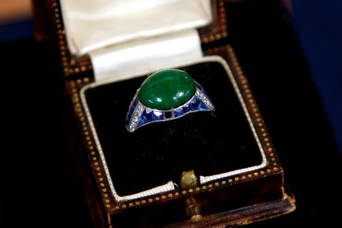 Appraisal: Art Deco Jade & Sapphire Ring, ca. 1928, from Pittsburgh Hour 3