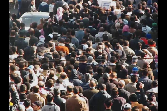 A young girl tearfully recalls an uncle who was shot and killed while protests escalate.