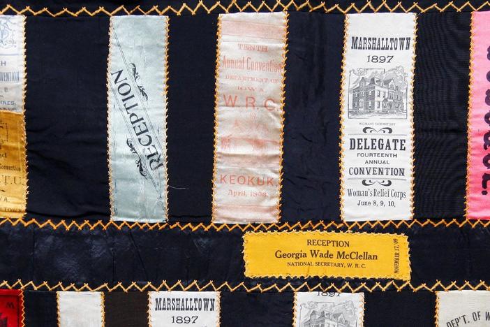 Appraisal: Woman's Relief Corps Ribbon Quilt, ca. 1900, from Des Moines Hour 3