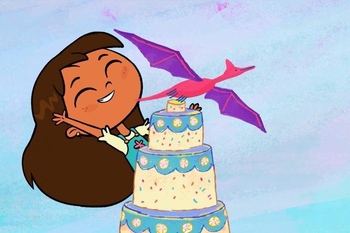 Rosie heads over to Tía Margarita’s house to help bake a dino cake for Iggy’s birthday!
