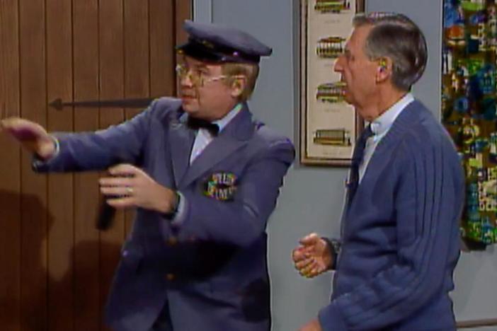 Mister Rogers and Mr. McFeely share a behind-the-scenes look at Mister Rogers’ TV home.