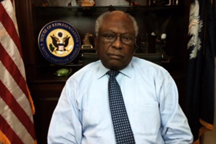 Rep. James Clyburn (D-SC) reacts to Joe Biden's presidential win.