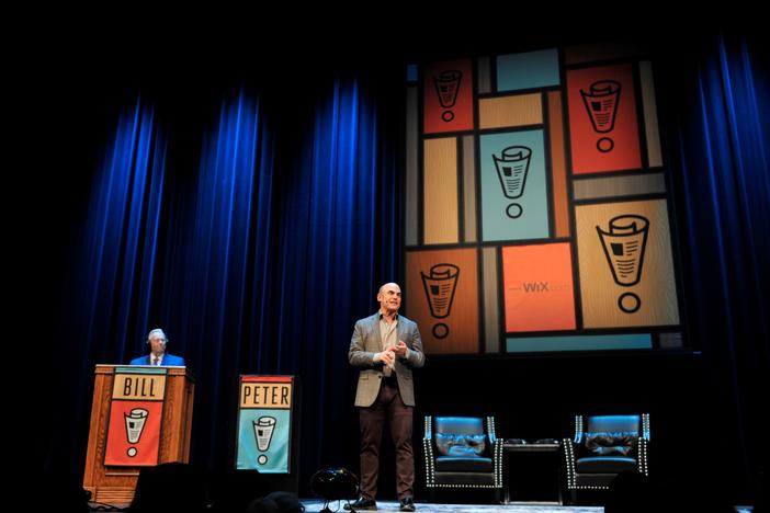 Peter Sagal and Bill Kurtis on stage